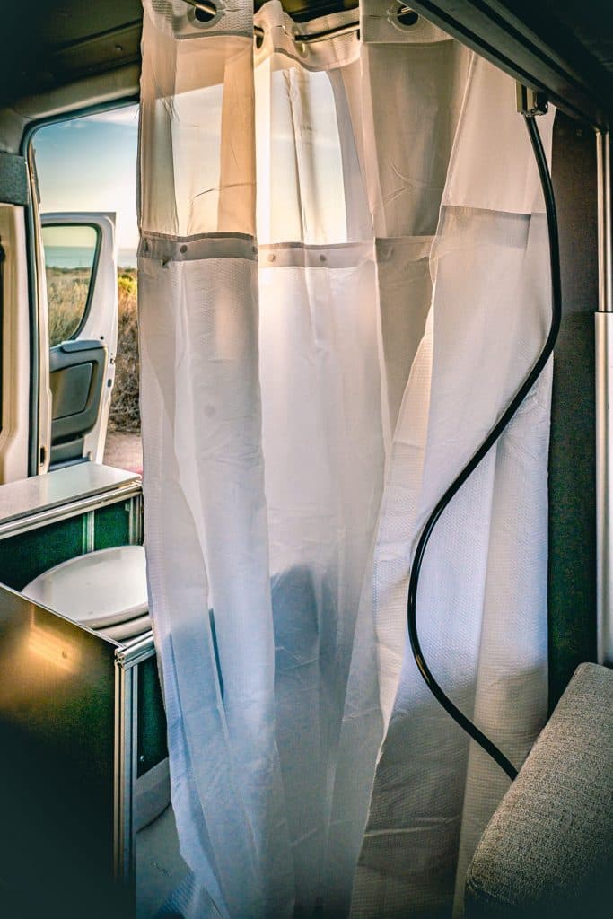 camper van with shower